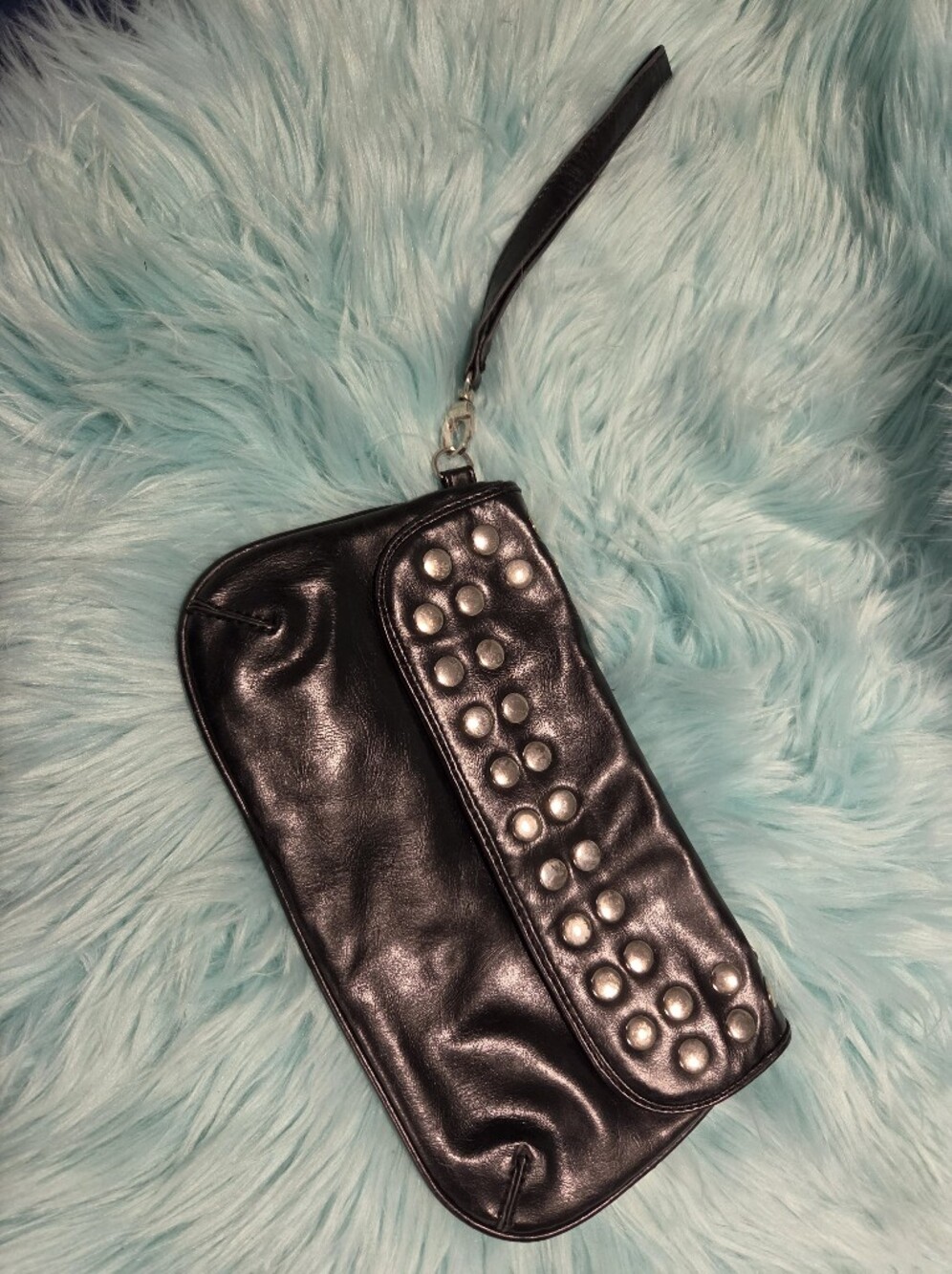 New York & Company Black Studded Wristlet Clutch